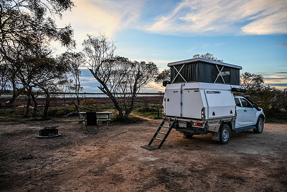 campsite, Lake Crosbie ( Pink Lakes)