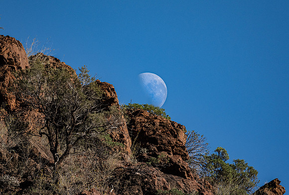 Moon setting over Weetootla Gorge, Vulkathunha-Gammon Ranges National Park