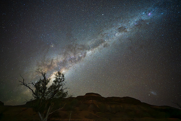 Dark Emu and Milky Way above Mt Chambers, Flinders Ranges.