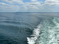 Pulling out of Corio Bay heading across Port Phillip, leaving the YouYangs on the horizon.